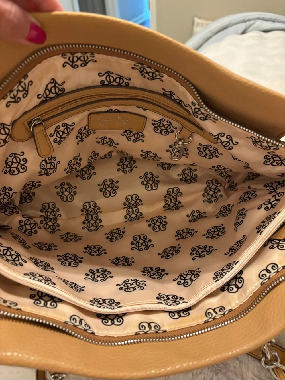 Jessica Simpson Mustard Leather Chain-Handle Tote